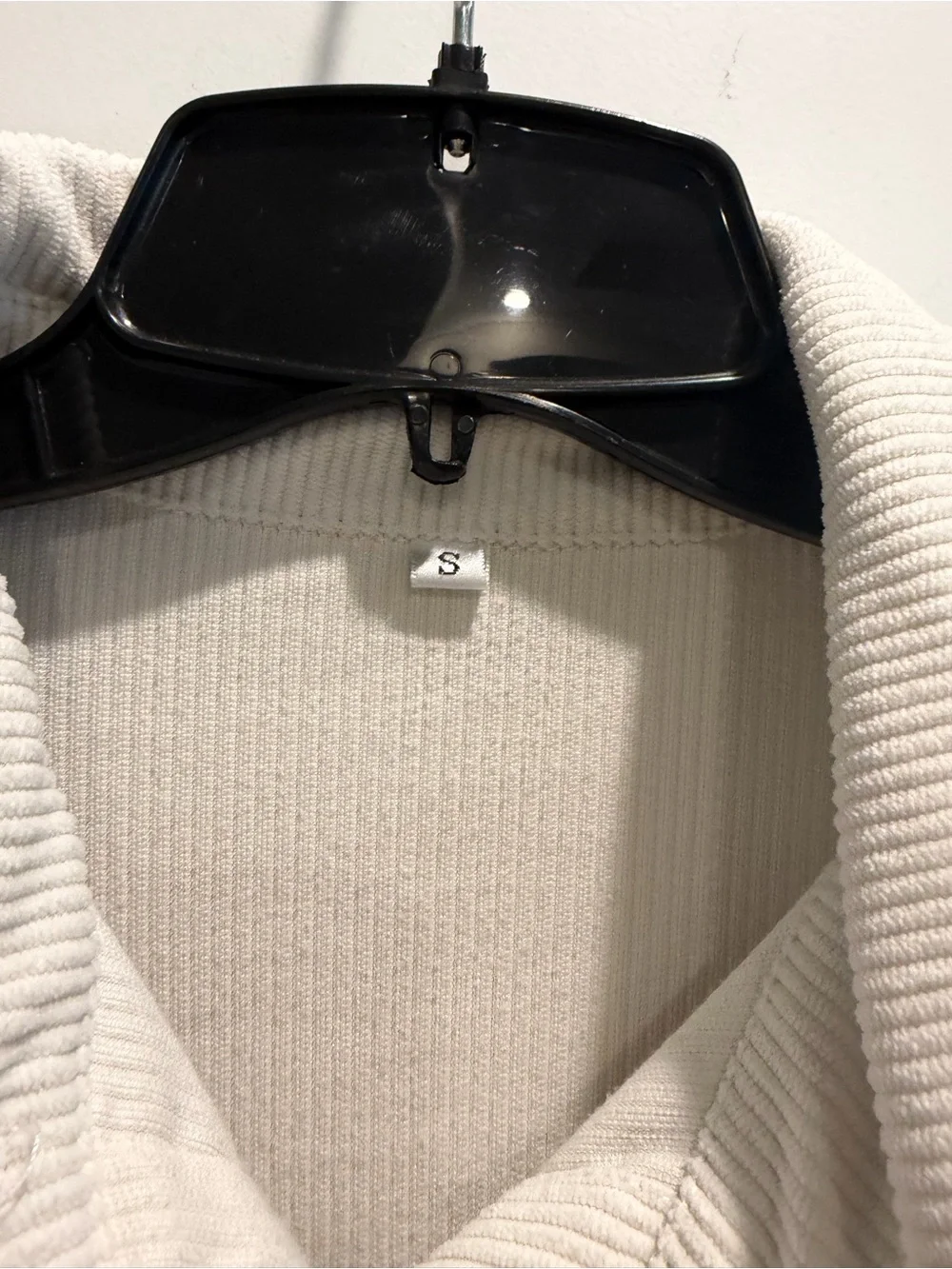 Cream Ribbed Button-Up Shacket - Picture 4 of 5